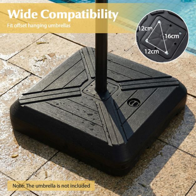 Base de parasol Coast - Remplissable - Roues - Poignée - 81 x 81 x 19 cm - Noir