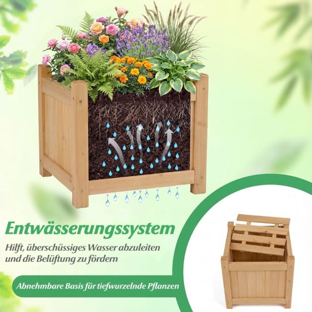 Jardinière Coast avec banc de jardin couleur bois - Boîte à fleurs en bois massif avec 2 bacs latéraux - 105 x 26,5 x 29,5 cm