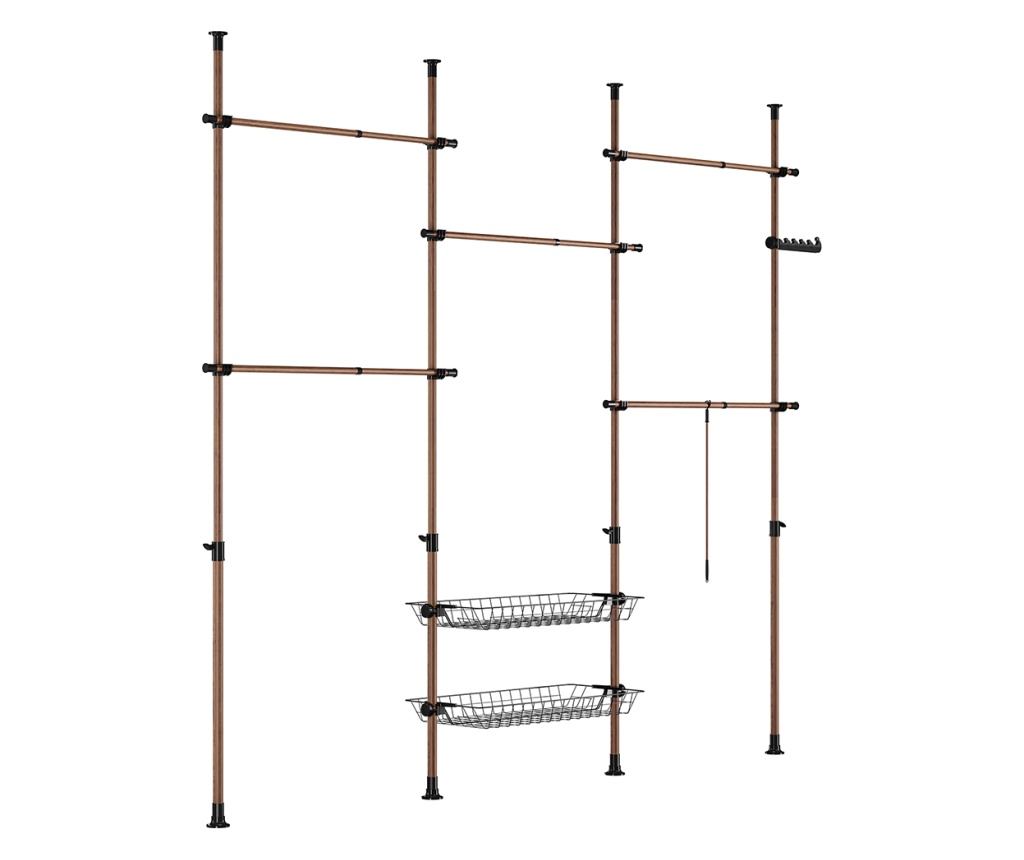 SoBuy Porte-manteau sur pied avec 2 étagères - réglable - sur pied - marron