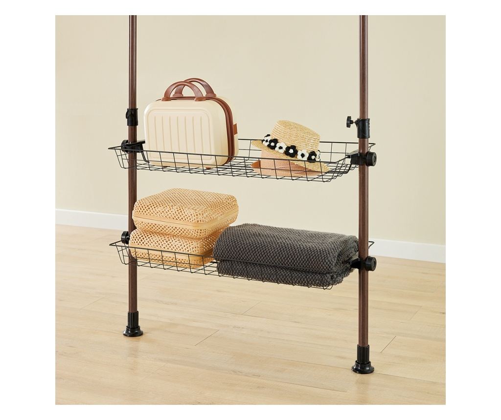 SoBuy Porte-manteau sur pied avec 2 étagères - réglable - sur pied - marron