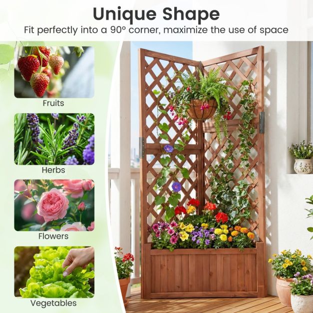 Coast Raised Garden Tray - Corner Design - Spacious Planter - Brown