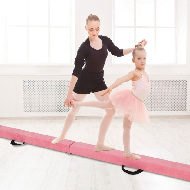 Poutre d'équilibre Coast - pliable - mousse - bois - gymnastique - 240cm - rose