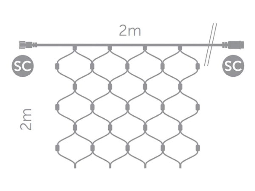 Vellight SUBRA grille lumineuse 2x2 m, blanc chaud, économe en énergie et adaptée à une utilisation intérieure et extérieure, idéale pour les fêtes, la décoration et Noël