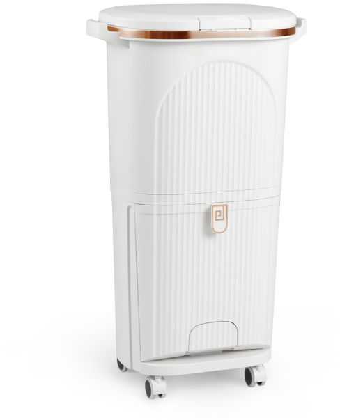 Coast Waste Bin 38L White - 43 x 29 x 74.5 cm - Avec 2 bacs amovibles, plateau basculant et roues