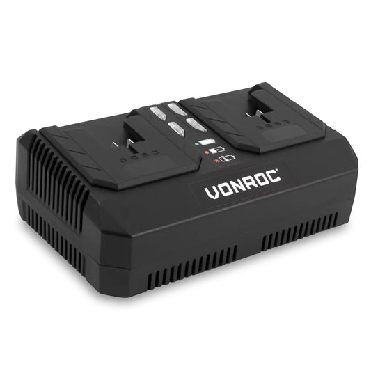 Vonroc VPower Dual Quick Charger 20V - 88W - 4.0A - Chargeur rapide pour batteries 20V