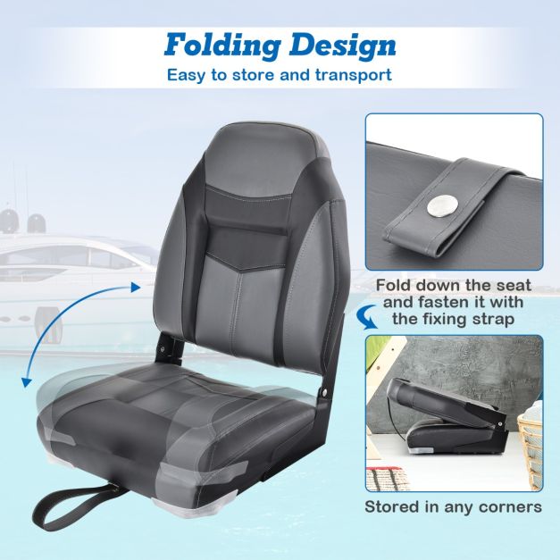 Coast Boat Chair - Pliable - Cuir PVC - 42 x 50 x 51 cm - Noir