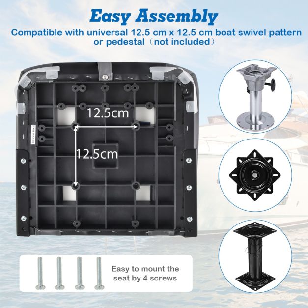 Coast Boat Chair - Pliable - Cuir PVC - 42 x 50 x 51 cm - Noir