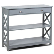 Table d'appoint Coast à 3 étagères – Table d'entrée en bois avec tiroir 100 x 30 x 80 cm – Gris
