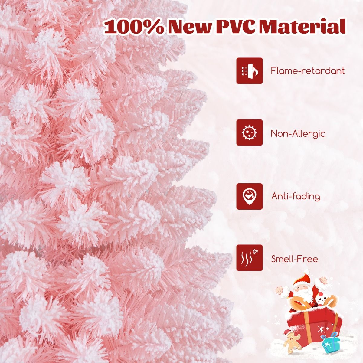 Coast Artificial Christmas Tree - 150 cm - Pink - Snowy - Slim Design - 328 Branch tips - Metal Stand