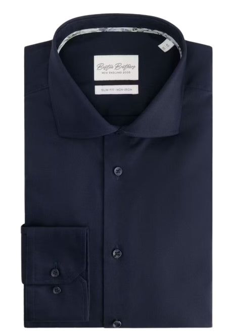 Boston Brothers - Chemise d'affaires LS - Non repassée - Hommes - Marine - Taille 39