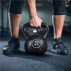 Yaheetech Kettlebell 10 kg - 26 x 22 x 30 cm - Poignée large et ergonomique, base plate et coque en plastique protégeant le sol - Pour l'entraînement de la force et l'utilisation à domicile - Plastique noir et béton
