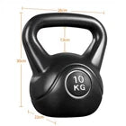 Yaheetech Kettlebell 10 kg - 26 x 22 x 30 cm - Poignée large et ergonomique, base plate et coque en plastique protégeant le sol - Pour l'entraînement de la force et l'utilisation à domicile - Plastique noir et béton