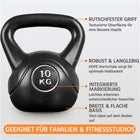Yaheetech Kettlebell 10 kg - 26 x 22 x 30 cm - Poignée large et ergonomique, base plate et coque en plastique protégeant le sol - Pour l'entraînement de la force et l'utilisation à domicile - Plastique noir et béton