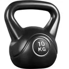 Yaheetech Kettlebell 10 kg - 26 x 22 x 30 cm - Poignée large et ergonomique, base plate et coque en plastique protégeant le sol - Pour l'entraînement de la force et l'utilisation à domicile - Plastique noir et béton
