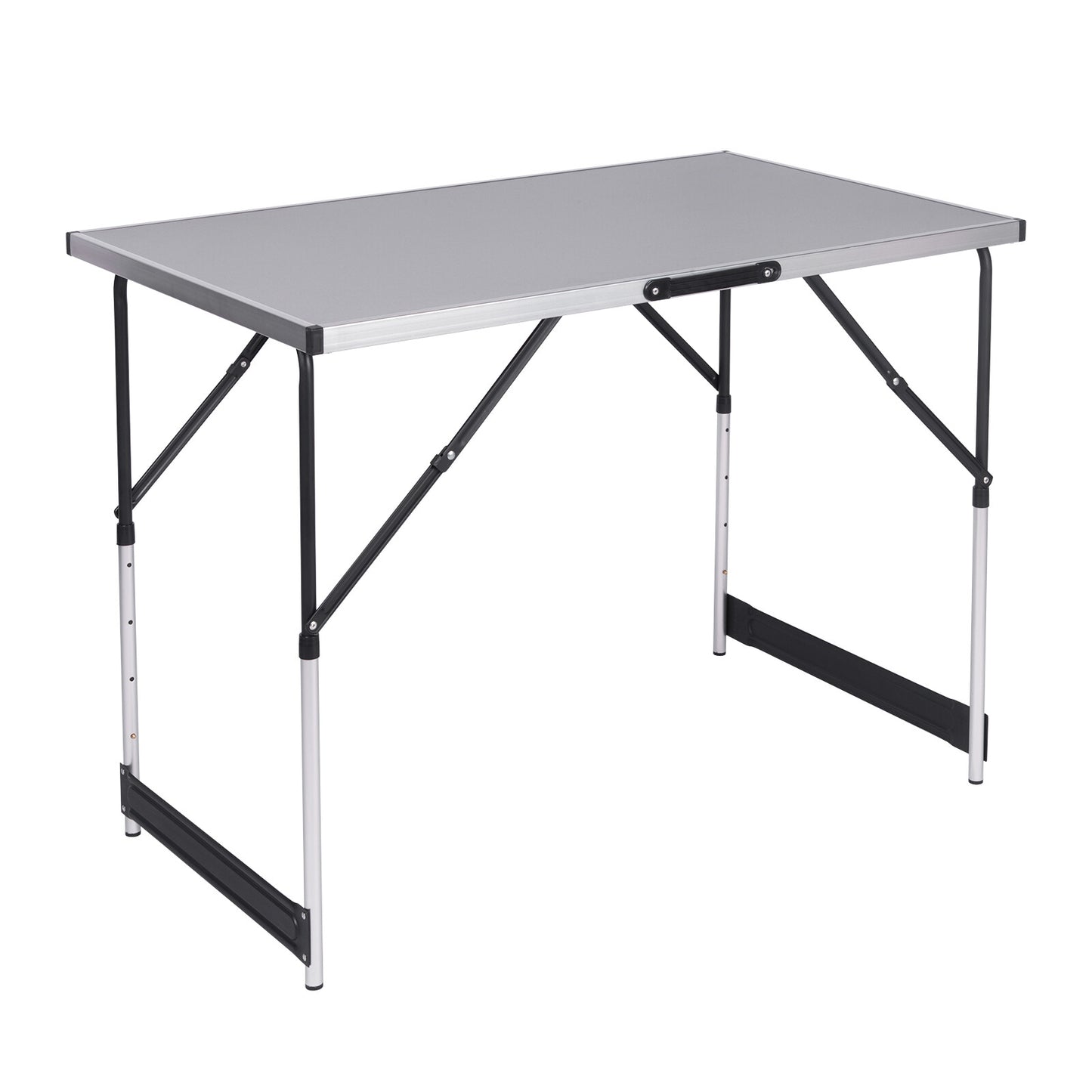Table pliante Woltu 60x100 cm - Gris - Réglable en 4 hauteurs (73-94 cm)