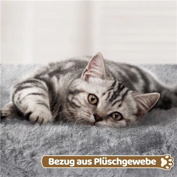 Yaheetech Cat Scratch Post 60x40x40 cm - Dark Grey - Arbre à chat à 2 étages avec une large surface de couchage et des griffoirs