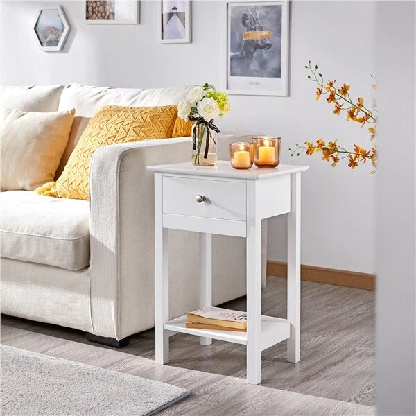 Yaheetech Table de chevet - Lot de 2 - Table de lit - 40x30x61 cm - MDF - Moderne - blanc