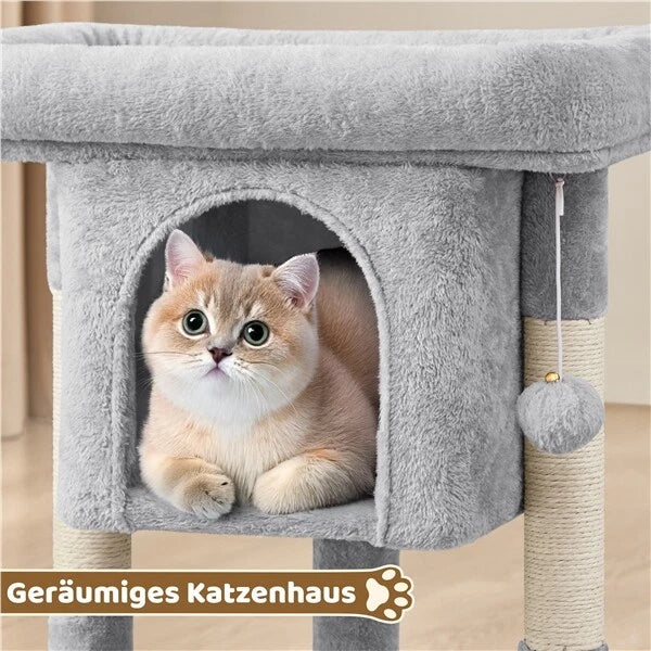 Yaheetech Cat Scratch Post 60x40x40 cm - Dark Grey - Arbre à chat à 2 étages avec une large surface de couchage et des griffoirs