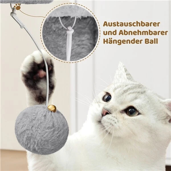 Yaheetech Cat Scratch Post 60x40x40 cm - Dark Grey - Arbre à chat à 2 étages avec une large surface de couchage et des griffoirs