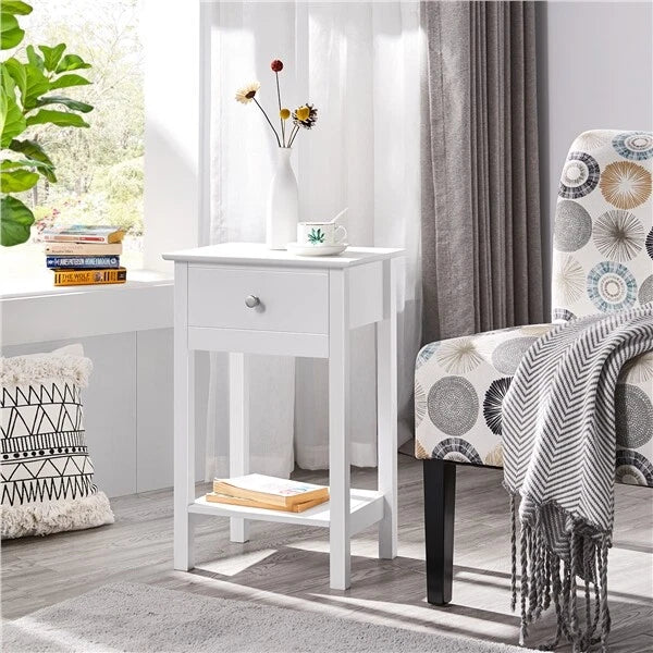 Yaheetech Table de chevet - Lot de 2 - Table de lit - 40x30x61 cm - MDF - Moderne - blanc