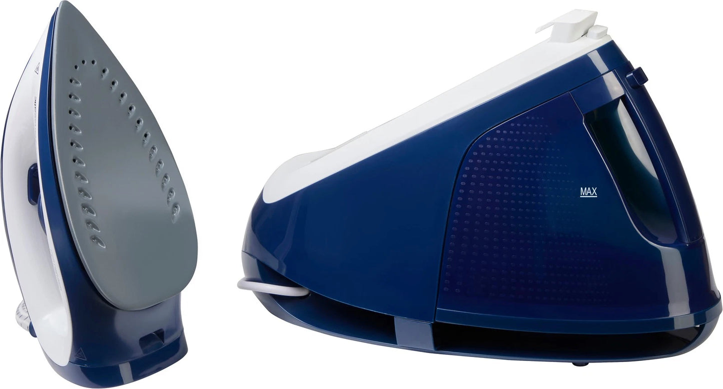 Hanseatic - Station de repassage à vapeur avec pression de vapeur de 6,5 bars - Vapeur verticale et réservoir d'eau amovible - Système anti-calcaire et temps de chauffe rapide - Plastique bleu et noir