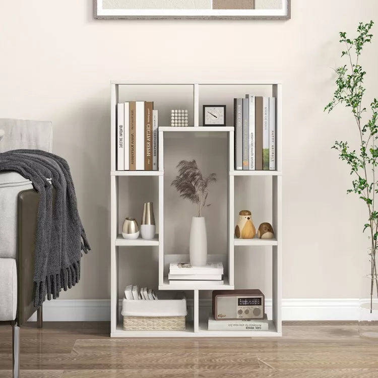 Bibliothèque Coast - 7 compartiments - Design anti-basculement - 61 x 20 x 90 cm - Blanc