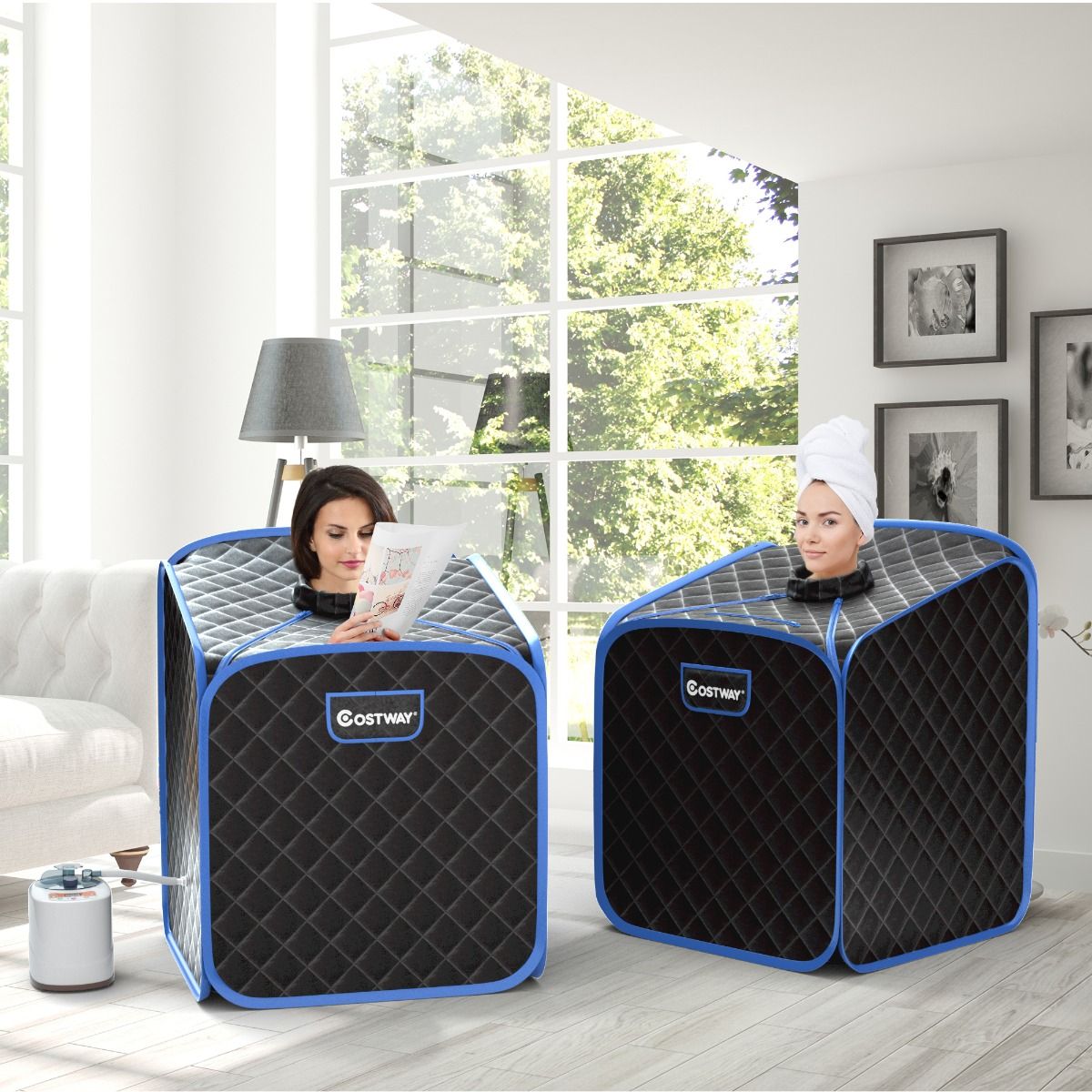 Coast Sauna portable avec chaise - 9 niveaux de température - 1 personne - 83 x 84 x 107 cm - Noir