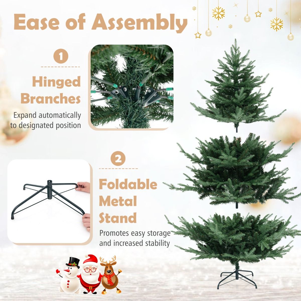 Coast Artificial Christmas Tree 180 cm Green - Hinged - Pre-light with Warm White LEDs - Metal Stand