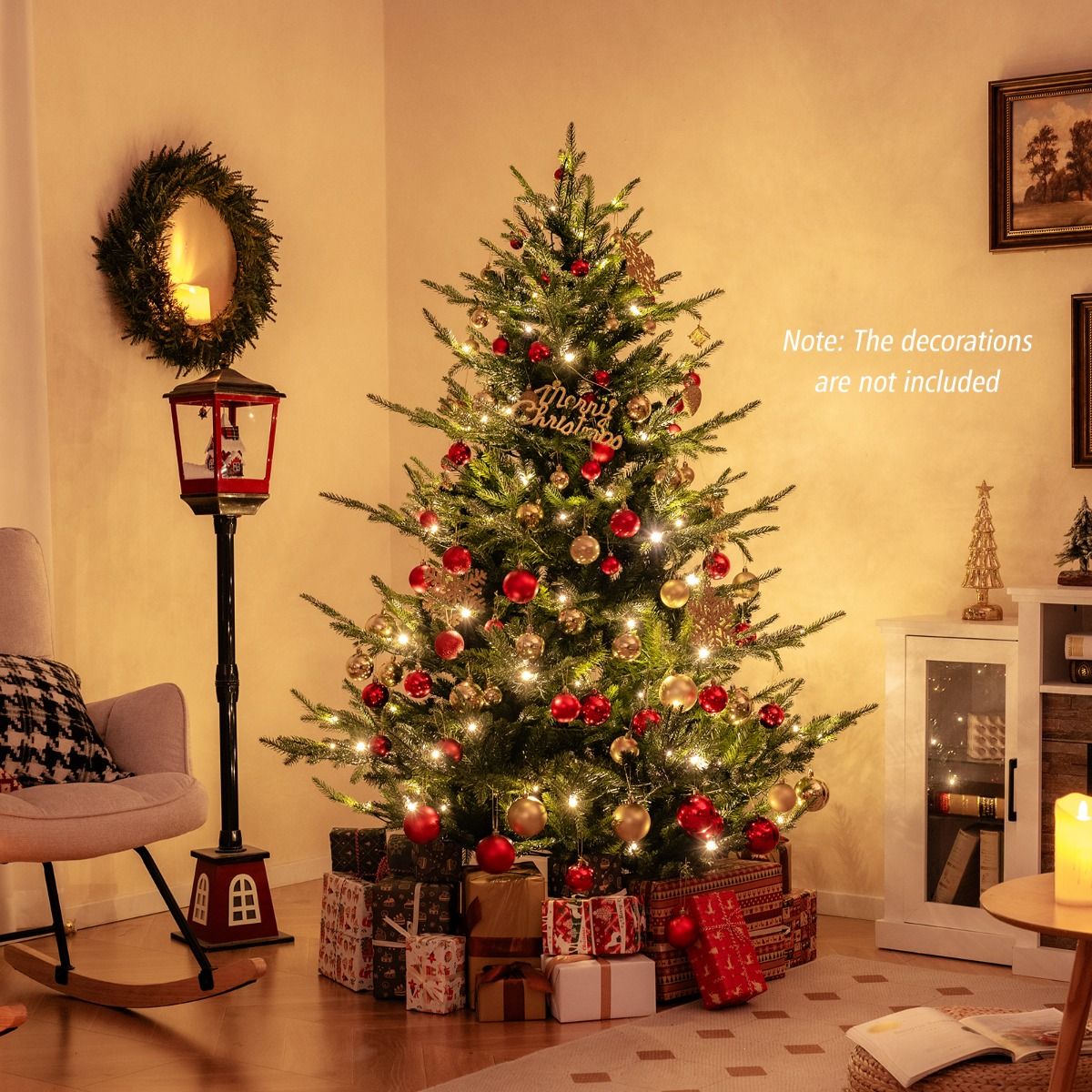 Coast Artificial Christmas Tree 180 cm Green - Hinged - Pre-light with Warm White LEDs - Metal Stand