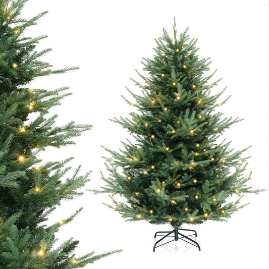 Coast Artificial Christmas Tree 180 cm Green - Hinged - Pre-light with Warm White LEDs - Metal Stand