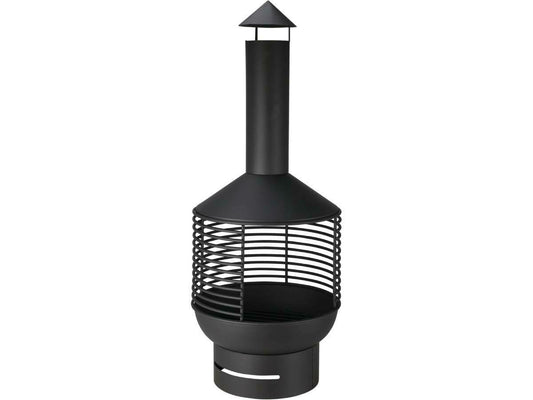 Foyer Atmosphere - équipé d'une cuvette profonde et d'un cadre haut et mince et d'une base robuste - pour le jardin et la terrasse - métal noir - 41 x 105 cm