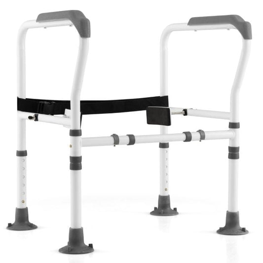 Support de toilette Coast gris/blanc - Barre de toilette réglable et pliable - 62-68 x 49,5 x 65,5-78 cm
