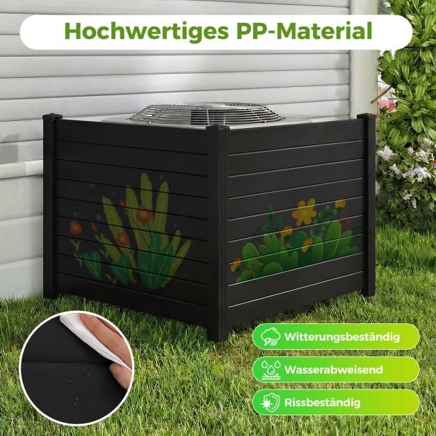 Coast Privacy Fence Clôture de jardin 2 panneaux noirs - 122 x 95 cm par panneau - avec 3 poteaux au sol