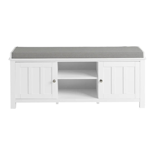 SoBuy Meuble à chaussures avec assise rembourrée - 2 Meubles - Campagne - Max. 120 kg -103 x 34 x 43 cm - Blanc / Gris