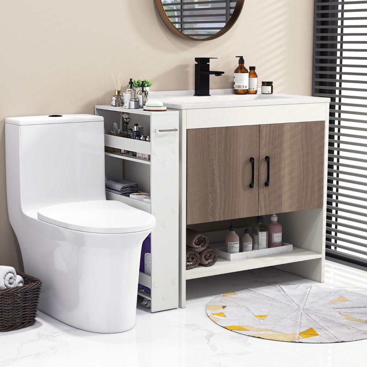 Coast Slim Storage Trolley - 4 niveaux - étroit - mobile - avec étagères ouvertes - blanc - 47,5 x 13 x 80,5 cm