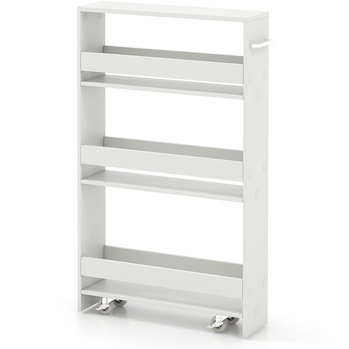 Coast Slim Storage Trolley - 4 niveaux - étroit - mobile - avec étagères ouvertes - blanc - 47,5 x 13 x 80,5 cm
