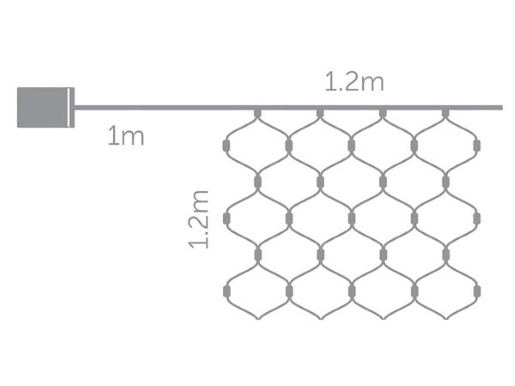 Light Creations Smart Netlight Led - avec minuterie intégrée, boîtier de piles étanche et trois animations de modulation - pour l'intérieur et l'extérieur - plastique blanc froid et vert - 120 x 120 cm