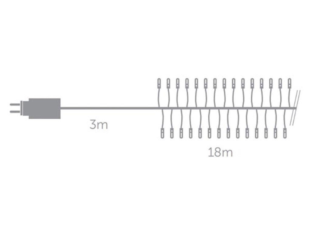 Guirlande lumineuse Twistlight 18 m - 1530 LED blanches Arizona - Cordon noir - 31V - IP44 Intérieur et extérieur