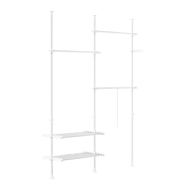 SoBuy Freestanding Walk-In Cabinet - Armoire télescopique / Meuble de rangement - B145 x D42.4 x H227 cm - Blanc