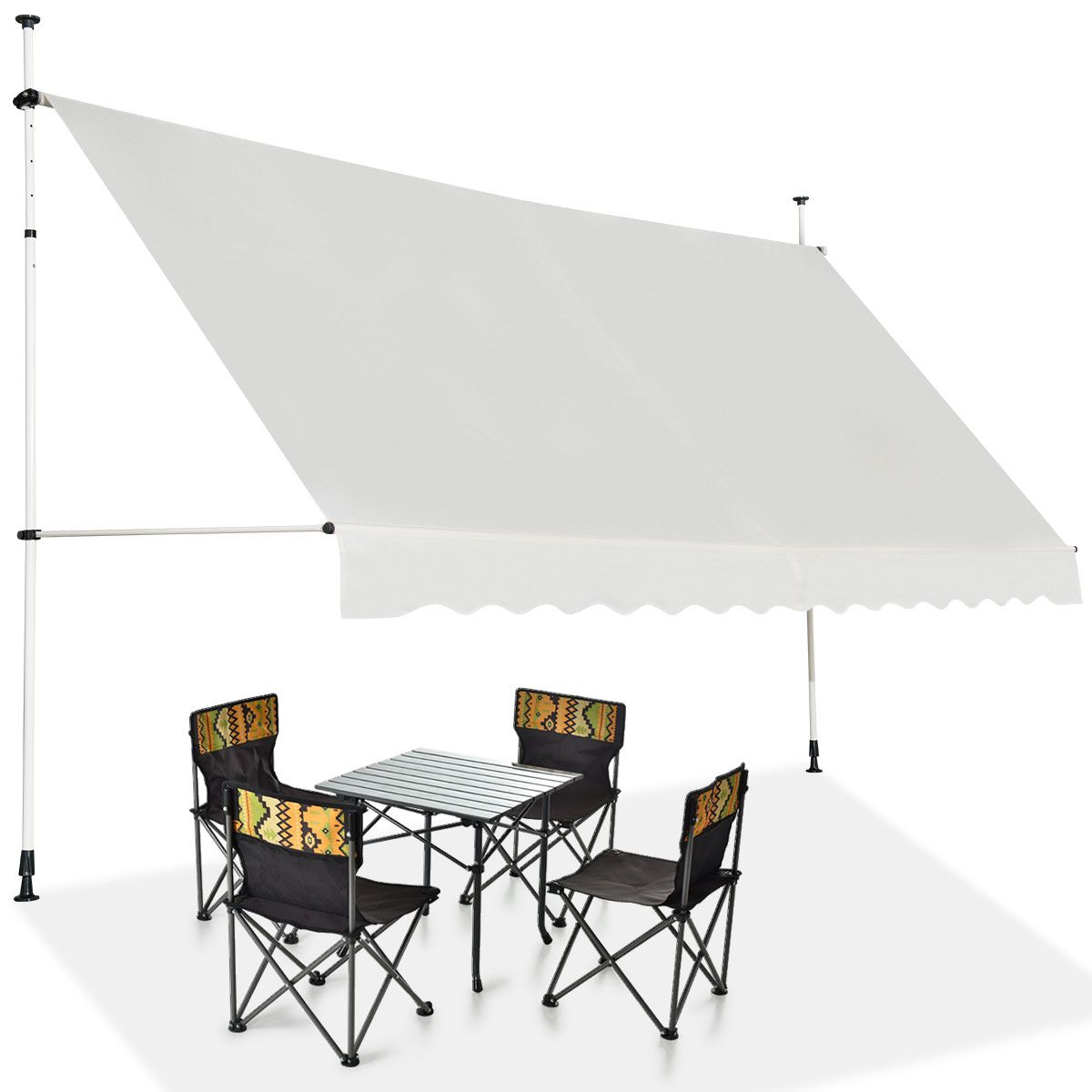 Parasol extensible Coast - Imperméable - Résistant aux UV - Réglable - Largeur 395 cm - Beige