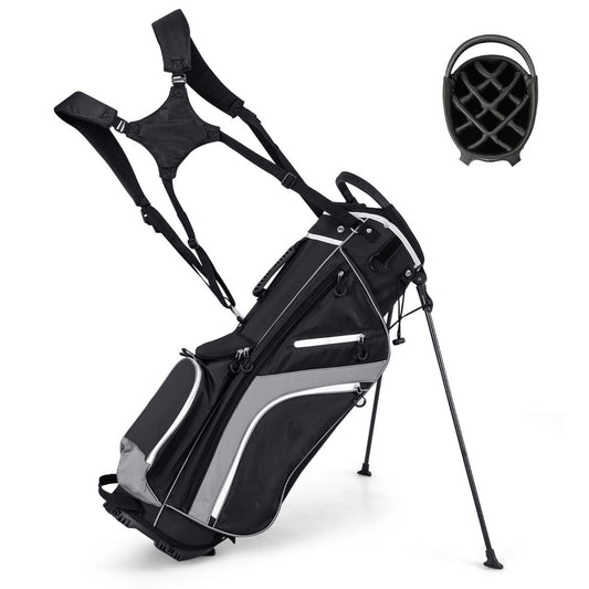 Coast Golf Bag 84x28x21 cm - 14 plis, 6 compartiments, housse de pluie et pieds - Sac de transport léger - Gris/Noir