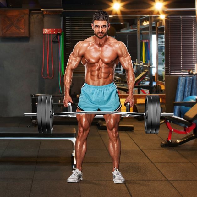Coast Olympic Hex Bar - 120 cm - Barre de traction argentée avec poignées plates et moletées pour les squats et les deadlifts