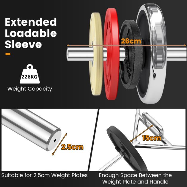 Coast Olympic Hex Bar - 120 cm - Barre de traction argentée avec poignées plates et moletées pour les squats et les deadlifts