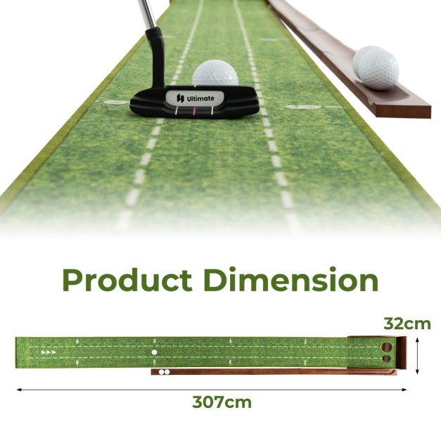 Tapis de golf - Coast - Retour automatique des balles - infroissable - 302 x 37 x 15 cm - 3 balles de golf incluses