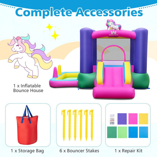 Coast Bouncy Castle with Slide 296x287x183 cm - Multicolore - Maison de jeux 6-en-1 avec panier de basket, piscine à balles et jeux de lancer - Pour l'intérieur et l'extérieur