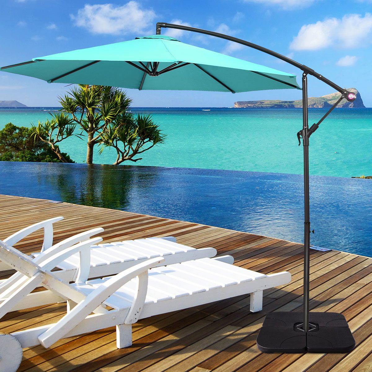 Coast 4-Piece Umbrella Stand Set Black 51 x 51 x 8 cm - Base de parasol remplissable pour parasol flottant d'extérieur