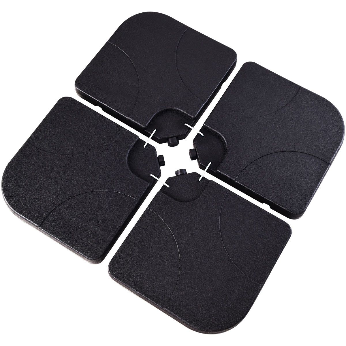 Coast 4-Piece Umbrella Stand Set Black 51 x 51 x 8 cm - Base de parasol remplissable pour parasol flottant d'extérieur