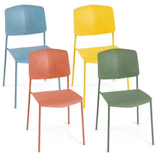 Coast Set de 4 chaises de salle à manger sans accoudoirs - empilables - dossier ergonomique - 54 x 46 x 84 cm - multicolore