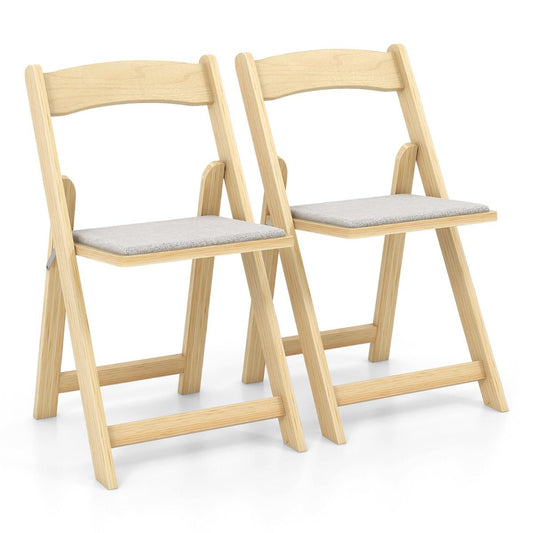 Coast Set de 2 chaises de salle à manger pliables - 44x47x77 cm - couleur naturelle - avec pieds en bois d'hévéa et assise rembourrée