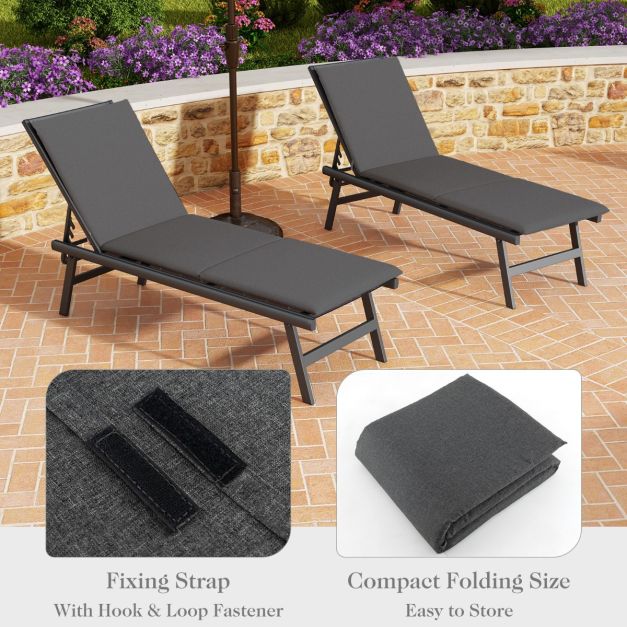 Coast Lounger Cushion - Pliable - Velcro - Confortable - 182 x 59 cm - Beige Grey